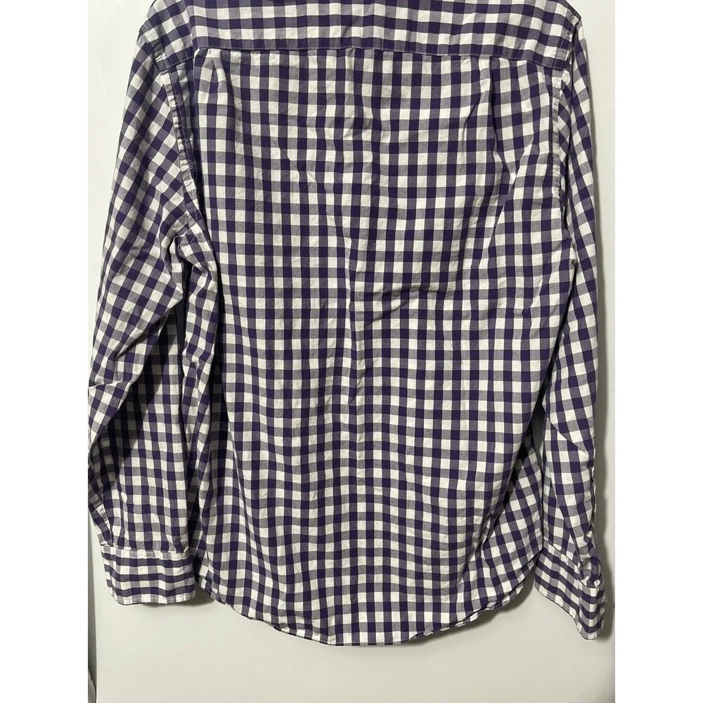 Tailored by J. Crew Purple & White Check Button Down Shirt men’s size medium
